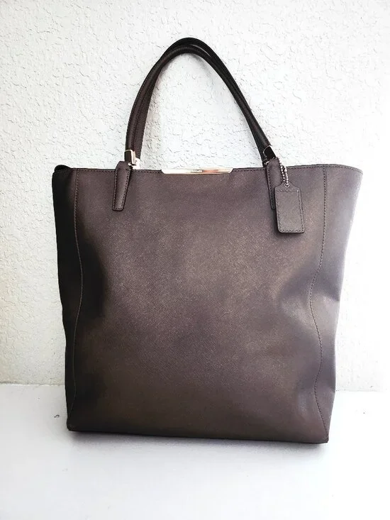 Euc Coach Madison Brown/Bronze Metallic Tote Bag Xl - Picture 2 of 15